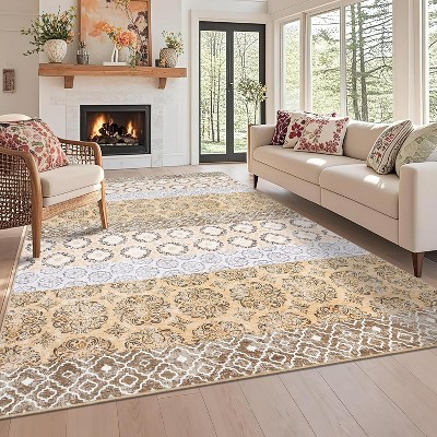 homfan Vintage Printed Carpet Runner, Non-Shedding Farmhouse Floor Cover, Foldable Ultra-Thin Accent Rugs, Easy Cleaning, for Bedroom, Kitchen