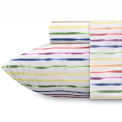 California King Rainbow Stripe Cotton Microfiber Sheet Set