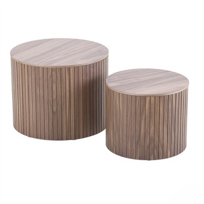 OUTSUPPLY 2-Piece Coffee Table Set, Round Space-Saving Tables for Living Room, Waterproof & Durable Modern Design