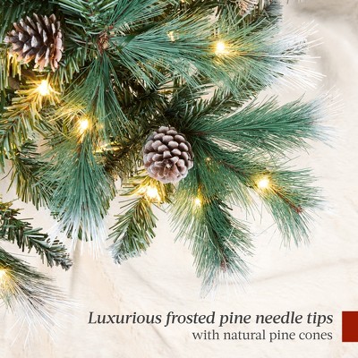 7.5ft Frosted Pine Slim Christmas Tree with Multicolor LED Lights
