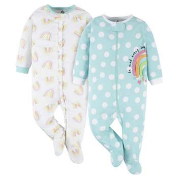 Gerber Baby Girls' Footed Pajamas, 2-Pack