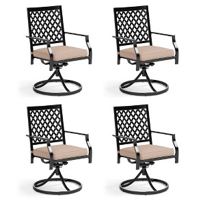 Captiva Designs Outdoor Patio Dining Swivel Steel Chairs with Thick Cushions - 1 of 4