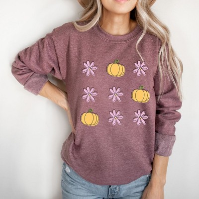 Simply Sage Market Women's Graphic Sweatshirt Pumpkin and Flowers