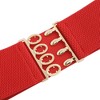 INSPIRE CHIC Women's Golden Interlock Buckle Stretchy Vintage Elastic Waist Belts 1 Pc - 3 of 4