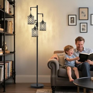 GTCLIGHTING Morden Crystal Floor Lamps for Living Room, 3-Light Standing Tall Lamp with K9 Crystal Shade & Rotary Switch, Corner Lamp for Bedroom - 1 of 4