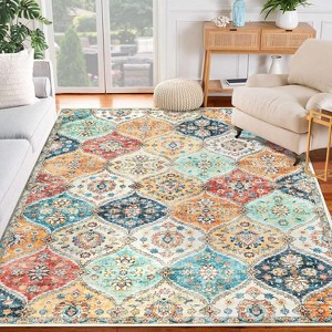Vintage Washable Door Mat Small Farmhouse Floral Accent Rugs with Non-Slip Backing, Stain-Resistant Oriental Indoor Carpet - 1 of 4