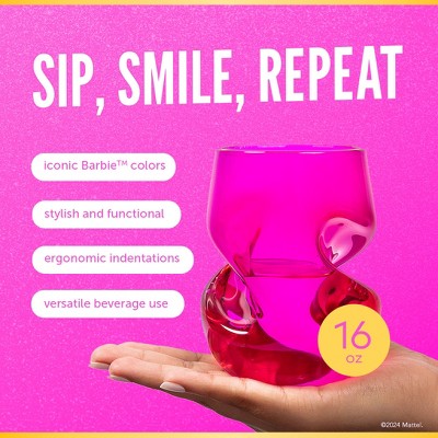Barbie Pink and Magenta Crystal Stemless Wine Glass Set
