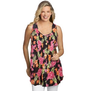 Woman Within Women's Plus Size Sleeveless Pintuck Gauze Shirt - 1 of 4