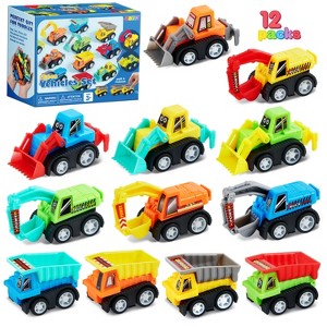 Joyfy 12 Pcs Car Toys, Mini Construction Pull Back Car Set with Excavator, Dump Truck and Bulldozers, Kids Sand Toy Trucks, Party Favor for Toddlers - 1 of 4