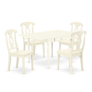 5-Piece Linen White Finish Solid Wood Top - Dining Room Set - Seats 4 - 1 of 4