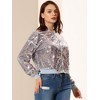 INSPIRE CHIC Women's Party Sequin Sparkle Long Sleeve Cropped Length Zipper Bomber Jacket - 4 of 4