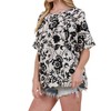 Women's Floral Short Sleeve Top - BOMBOM - 2 of 3