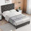 Grey/Beige/Pink Upholstered Platform Bed Frame with Height-Adjustable Fabric Headboard, Heavy-Duty Wood Slat Support, No Box Spring Needed - 3 of 4