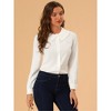 INSPIRE CHIC Women's Swiss Dots Peter Pan Collar Long Sleeve Button Down Shirt - 2 of 4