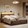 WOWLIVE Queen/Full/King Size Bed Frame with 4 Drawers, Modern bed with LED Light and Charging Station, Storage Headboard, HB00 - 2 of 4
