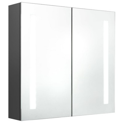 vidaXL Bathroom Cabinet White and Silver Engineered Wood 19.7x5.1x27.6 in - Gray 24.4" x 5.5" x 23.6"