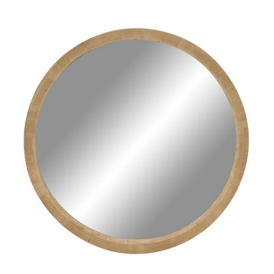 Contemporary Wood Round Decorative Wall Mirror Natural - Olivia & May