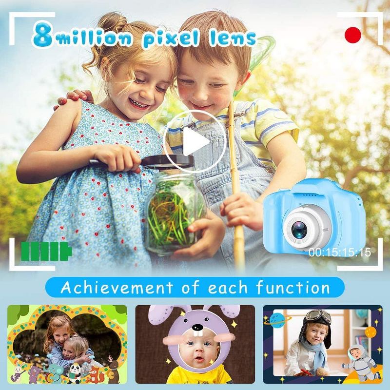 Link Kids Digital Camera 2" Color Display 1080P 3 Megapixel 32GB SD Card Selfie Mode Silicone Cover BONUS Card Reader Included Boys/Girls Great Gift, 3 of 7