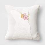 Floral Tufted Bunny Silhouette Easter Square Throw Pillow Ivory - Threshold™