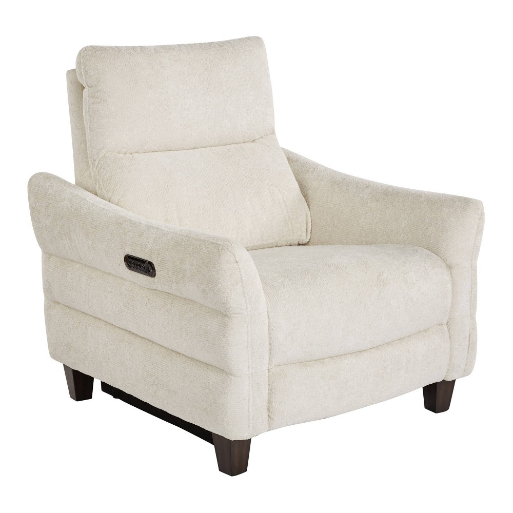 Lumisource Slope Upholstered Power Recliner In Espresso Wood/Cream Fabric