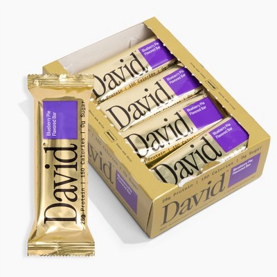 David Protein Protein Bars with 28g Protein - Blueberry Pie Flavor - 12ct