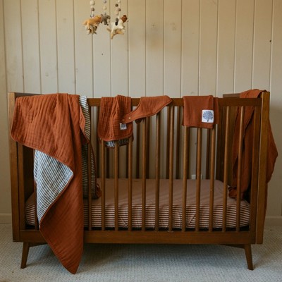 Clay Muslin Cotton Toddler Quilt with Striped Lining
