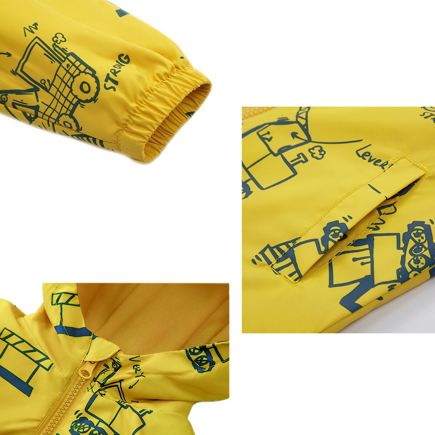Куртка Rokka&Rolla Fleece Lined Full Zip Windbreaker Rain Jacket-Yellow для мальчиков-малышей, цвет: Жёлтый — фото 7