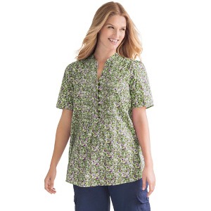 Woman Within Pintucked Half-Button Tunic - 1 of 4