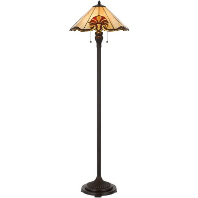 Cal Lighting 60W x 2 Tiffany table lamp with pull chain switch with metal and resin lamp body