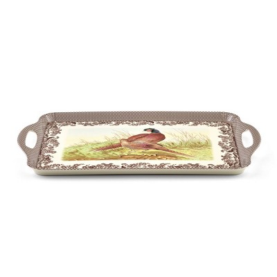 Woodland Elegance Pheasant Melamine Serving Tray with Handles