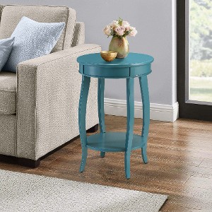 Lyngins Round Wooden Side Table with Open Shelf and Cabriole Legs, End Table for Living Room, Nightstand with Bottom Shelf, Contemporary Small Table - 1 of 4