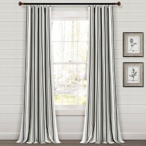 2pk 42"x84" Light Filtering Farmhouse Striped Yarn Dyed Curtain Panels Black - Lush Décor: Bedroom Rod Pocket Drapes - 1 of 4