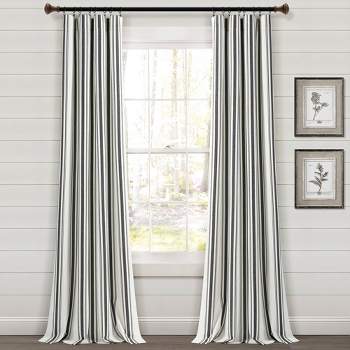 2pk 42"x84" Light Filtering Farmhouse Striped Yarn Dyed Curtain Panels Black - Lush Décor