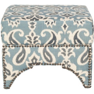 Declan Ottoman   Brass Nail Heads - Blue Grey/Natural - Safavieh