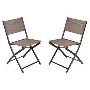 Emma and Oliver Set of 2 Folding Chairs for Indoor/Outdoor Use with Flex Comfort Material and Steel Frames - 1 of 4