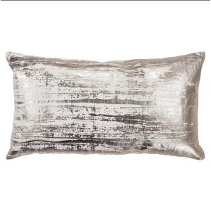 Rizzy Home Brushstroke 14" x 26" Cotton Pillow Cover in Silver - 1 of 2
