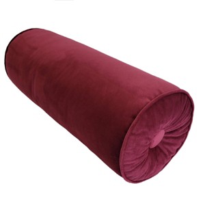7"x18" Chelsea Luxe Velvet Neckroll with Piping and Button Oblong Throw Pillow - Edie@Home - 1 of 3