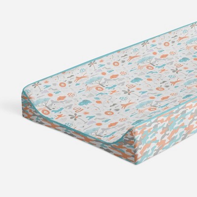 Playful Foxes Orange Changing Pad Cover Bacati Orange/Grey Fox with Orange Arrows in Gussett 