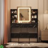 Makeup Vanity Desk with Lighted Mirror& Stool Vanity Table & Chair Set with 2 Storage Drawer 4 Shelves - 3 of 4