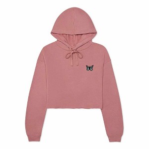 Dalix Butterfly Embroidered Fleece Cropped Hoodie Pullover Relaxed Fit Womens - 1 of 4