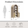INFURNIC Decorative Storage Cabinets Bohemian Arched Display Cabinet with Adjustable Shelves and Rustic Rattan Doors, Brown, 31"*18.5"*70" - 4 of 4