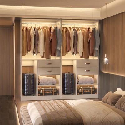 Aheaplus 40'' Freestanding Closet Organizer with Hanging Rods, Closet System with Drawers, Storage Shelves