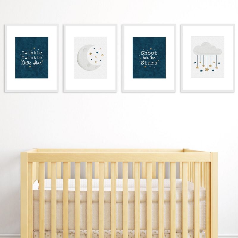 Big Dot of Happiness Twinkle Twinkle Little Star - Unframed Moon & Cloud Nursery and Kids Room Linen Paper Wall Art - Set of 4 Artisms - 8 x 10 inches, 2 of 8