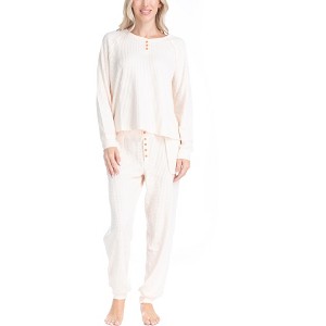 Ocean Pacific Women's Waffle Knit Pajama Set - 1 of 4