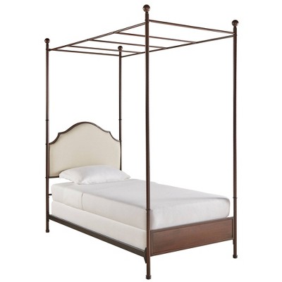 Twin Dullie Curved Top Metal Canopy Poster Bed Brown - Inspire Q