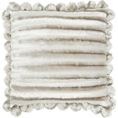 Sofia Silver Velvet Shimmer Poms 20" x 20" Throw Pillow Set