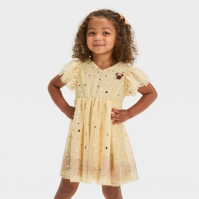 Image of Toddler Girls' Disney Minnie Mouse Embroidered Soft Tulle Dress - Cream 12M