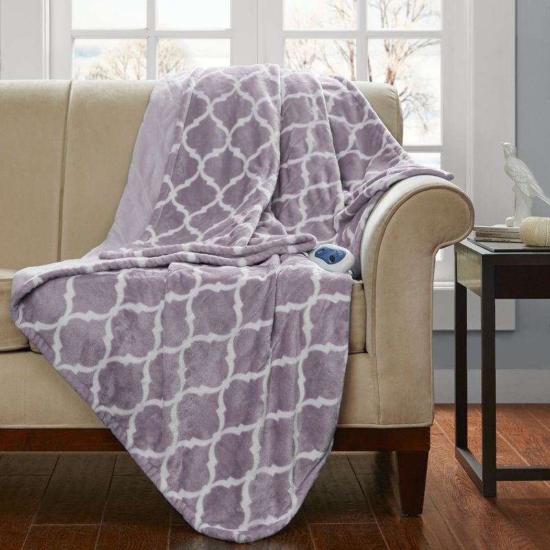 Ogee Printed Oversized Electric Heated Throw Blanket 60x70" - Beautyrest, 3 of 10