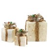 Northlight Set of 3 Lighted Cream Gift Boxes with Twine Bows Outdoor Christmas Decorations 10" - 3 of 3