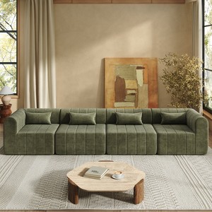 Christopher Knight Home Ahearn 4 Piece 145.5" Modular Full-Compressed Sectional Sofa - 1 of 4